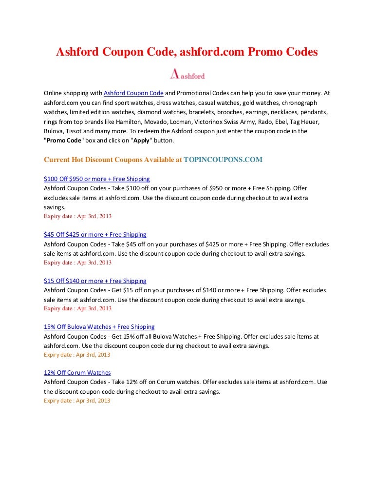Ashford.com Coupon & Discounts